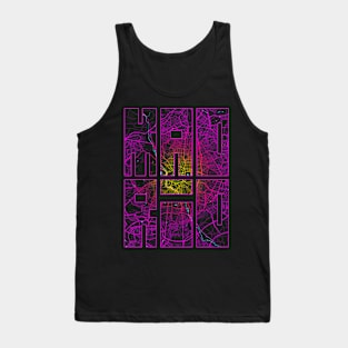 Madrid, Spain City Map Typography - Neon Tank Top